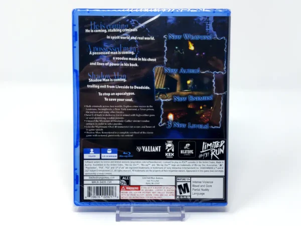 Parte trasera de Shadow Man: Remastered (USA) (Limited Run) (Precintado) para PlayStation 4, edición NTSC USA