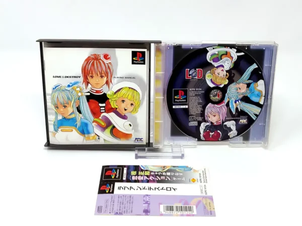 Interior del juego Love & Destroy (JAP) para PlayStation 1 con disco y manual
