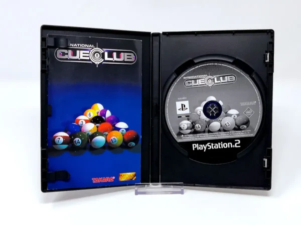 Interior del juego International Cue Club (FRA) para PlayStation 2 con disco y manual