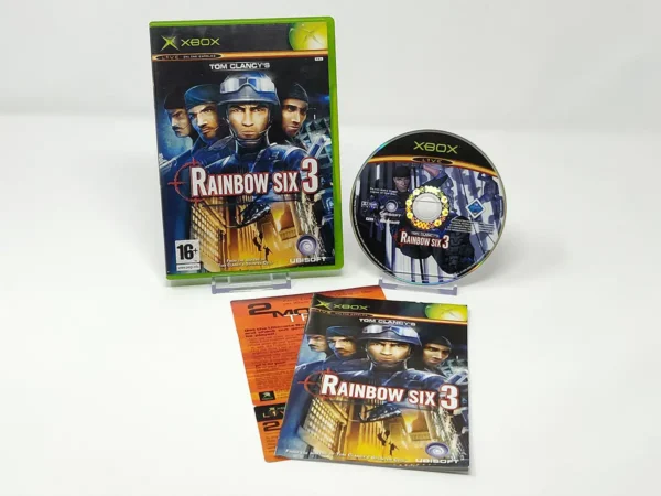 Parte trasera de Tom Clancy's Rainbow Six 3 (UK) para XBOX, edición PAL UK