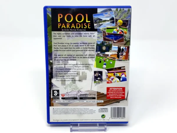 Parte trasera de Pool Paradise (UK) para PlayStation 2, edición PAL UK