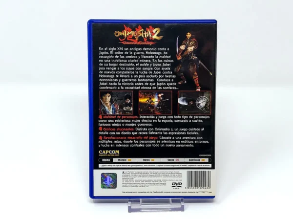 Parte trasera de Onimusha 2: Samurai's Destiny (ESP) para PlayStation 2, edición PAL España