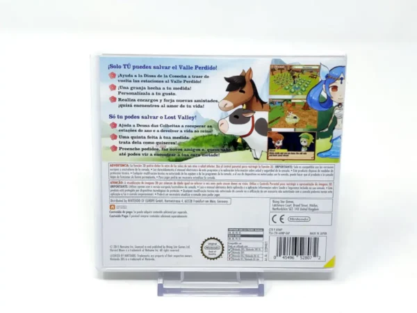 Parte trasera de Harvest Moon: El Valle Perdido (ESP) para Nintendo 3DS, edición PAL España