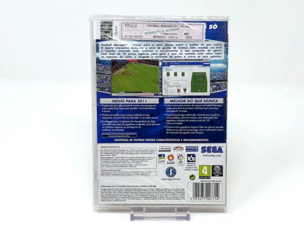 Parte trasera de Football Manager 2011 (POR) (Precintado) para PC, edición PAL Portugal