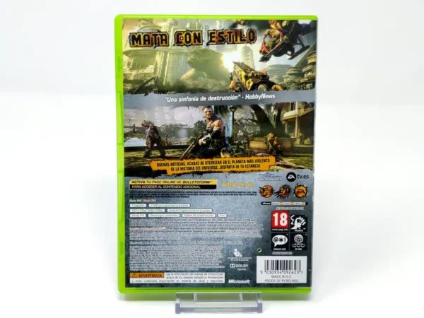 Parte trasera de Bulletstorm (ESP) para XBOX 360, edición PAL España