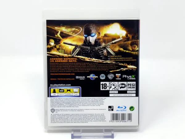 Parte trasera de Wanted: Weapons of Fate (ESP) para PlayStation 3, edición PAL España