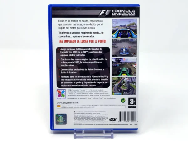 Parte trasera de Formula One 2003 (ESP) para PlayStation 2, edición PAL España