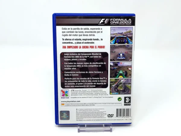Parte trasera de Formula One 2003 (ESP) (Rebajado) para PlayStation 2, edición PAL España