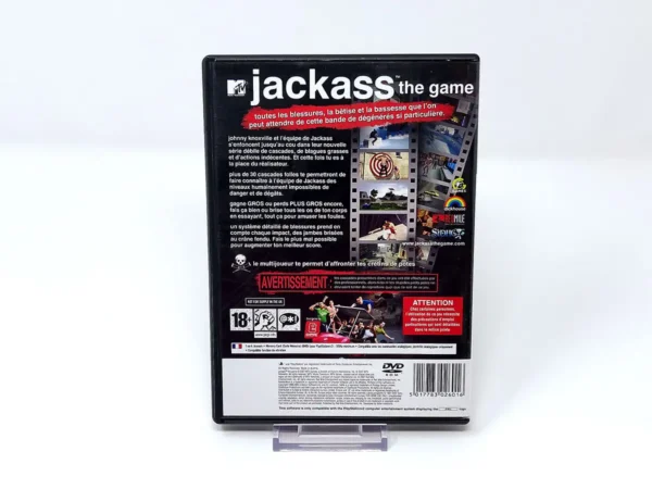 Parte trasera de Jackass: The Game (FRA) para PlayStation 2, edición PAL Francia