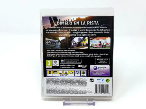 Parte trasera de Gran Turismo 5 (ESP) para PlayStation 3, edición PAL España