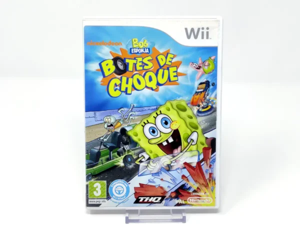 Portada de Bob Esponja: Botes de Choque (ESP) para Nintendo Wii, edición PAL España, de segunda mano
