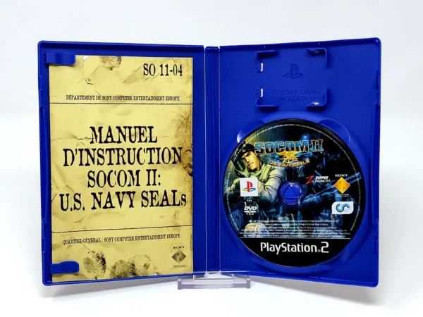 Interior del juego SOCOM II: U.S. Navy SEALs (FRA) para PlayStation 2 con disco y manual