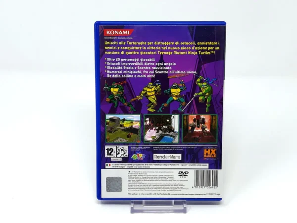 Parte trasera de Teenage Mutant Ninja Turtles: Mutant Melee (ITA) para PlayStation 2, edición PAL Italia