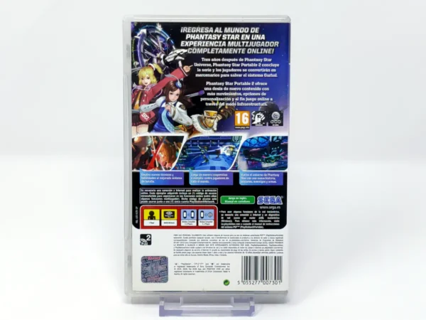 Parte trasera de Phantasy Star Portable 2 (ESP) para PSP, edición PAL España