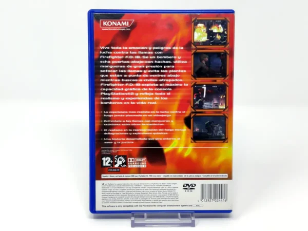 Parte trasera de Firefighter F.D.18 (ESP) para PlayStation 2, edición PAL España