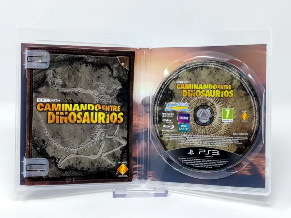 Interior del juego Wonderbook: Caminando entre Dinosaurios (ESP) (v1) para PlayStation 3 con disco y manual