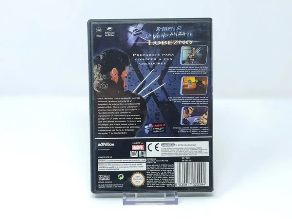 Parte trasera de X-Men 2: La Venganza de Lobezno (ESP) para Nintendo GameCube, edición PAL España