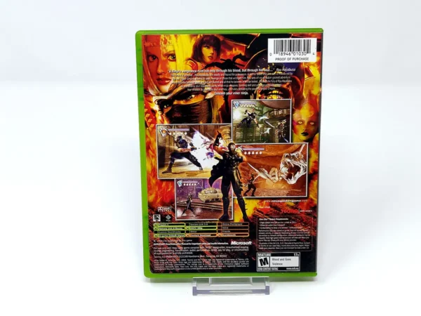 Parte trasera de Ninja Gaiden (USA) para XBOX, edición NTSC USA