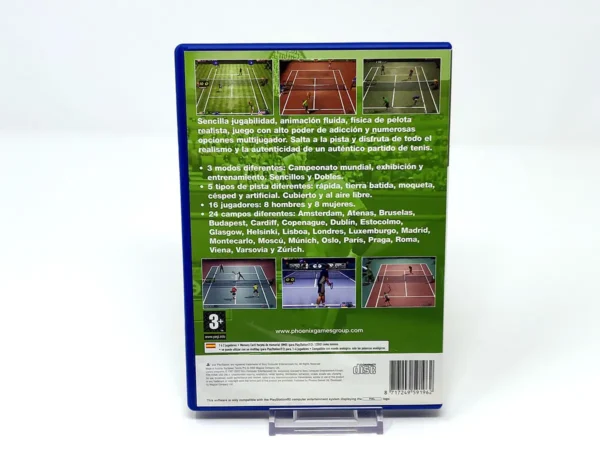 Parte trasera de European Tennis Pro (ESP) para PlayStation 2, edición PAL España