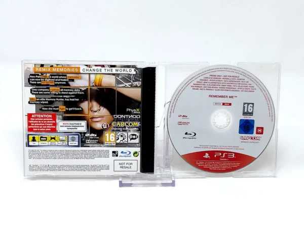 Parte trasera de Remember Me (EUR) (Promo) para PlayStation 3, edición PAL