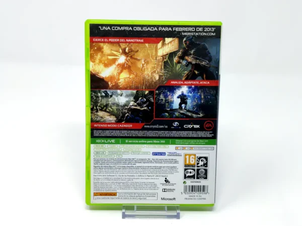 Parte trasera de Crysis 3 (ESP) para XBOX 360, edición PAL España