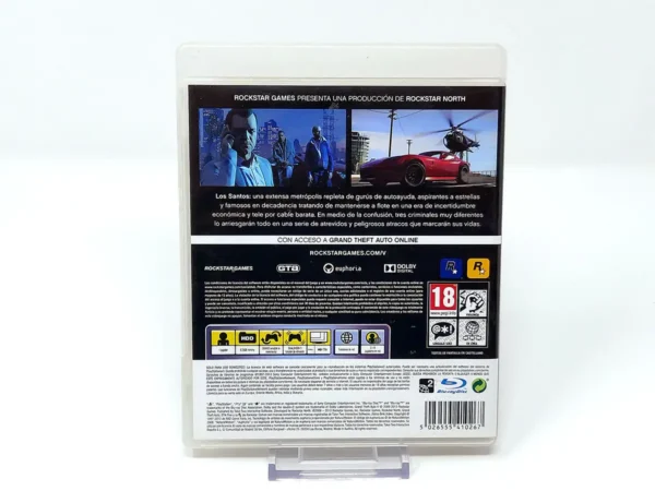 Parte trasera de Grand Theft Auto V (ESP) (v1) para PlayStation 3, edición PAL España