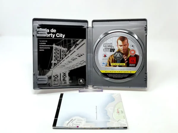 Interior del juego Grand Theft Auto IV (ESP) (Platinum) (Con Mapa) para PlayStation 3 con disco y manual