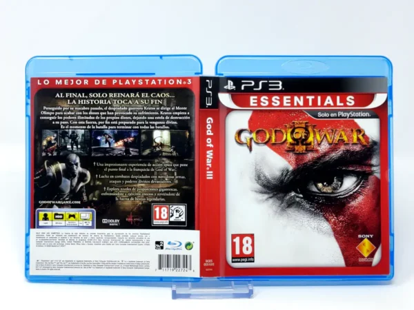 Portada de God of War III (ESP) (Essentials) (Carátula) para PlayStation 3, edición PAL España, de segunda mano