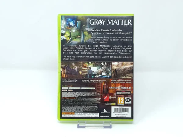 Interior del juego Gray Matter (ALE) para XBOX 360 con disco y manual