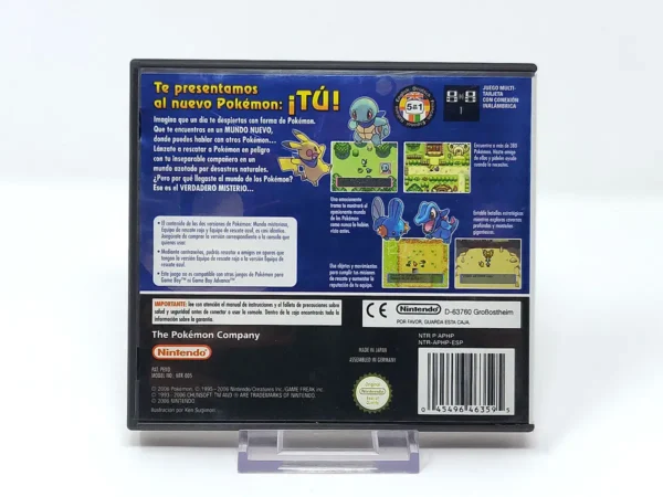 Parte trasera de Pokémon Mundo misterioso: Equipo de Rescate Azul (ESP) para Nintendo DS, edición PAL España