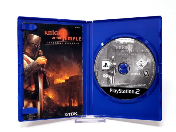 Interior del juego Knights of the Temple: Infernal Crusade (ESP) para PlayStation 2 con disco y manual
