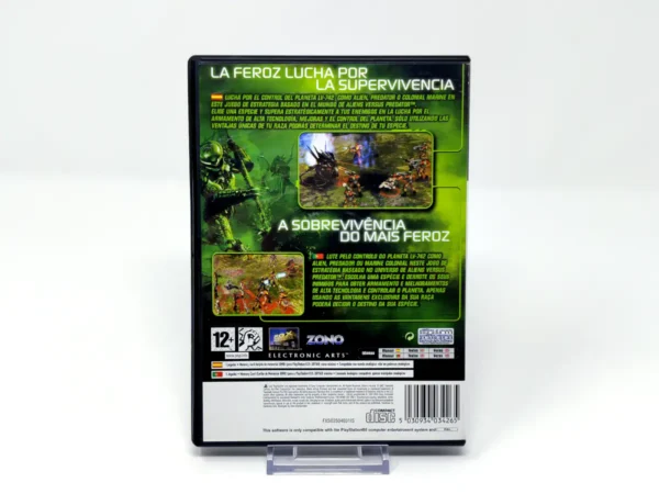 Parte trasera de Aliens Versus Predator: Extinction (ESP) para PlayStation 2, edición PAL España
