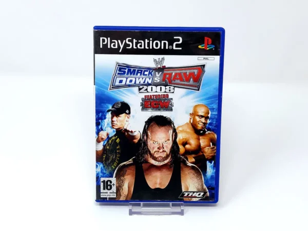 Portada de WWE SmackDown vs. Raw 2008 (FRA) (Rebajado) para PlayStation 2, edición PAL Francia, de segunda mano