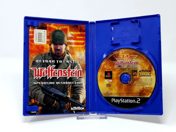 Interior del juego Return to Castle Wolfenstein: Operation Resurrection (ESP) (Rebajado) para PlayStation 2 con disco y manual