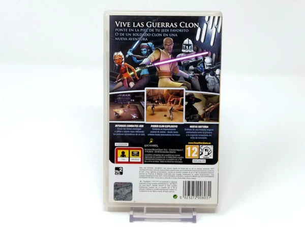 Parte trasera de Star Wars: The Clone Wars: Héroes de la República (ESP) para PSP, edición PAL España