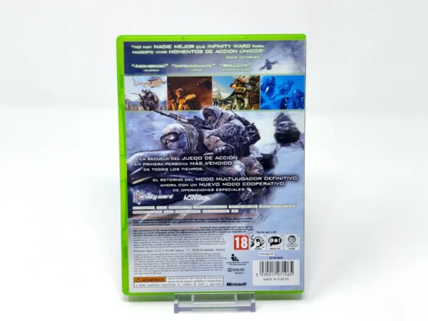 Parte trasera de Call of Duty: Modern Warfare 2 (ESP) para XBOX 360, edición PAL España