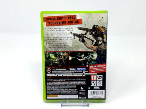 Parte trasera de Army of Two: The 40th Day (ESP) para XBOX 360, edición PAL España