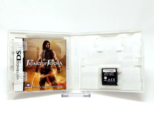 Interior del juego Prince of Persia: Las Arenas Olvidadas (ESP) para Nintendo DS con disco y manual