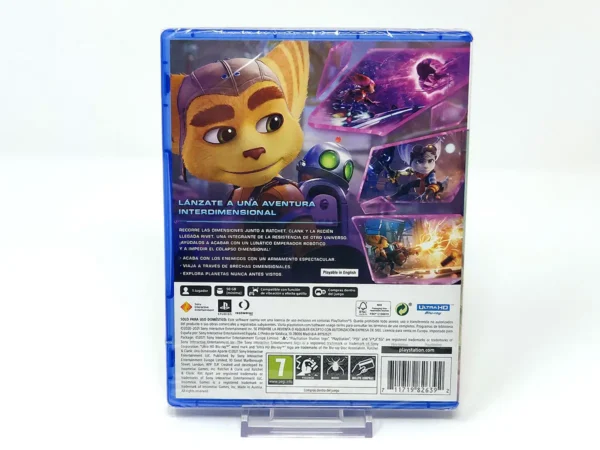 Parte trasera de RATCHET & CLANK: Una Dimensión Aparte (ESP) (Precintado) para PlayStation 5, edición PAL España