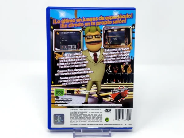 Parte trasera de Buzz! El Gran Concurso Musical (ESP) (v2) para PlayStation 2, edición PAL España