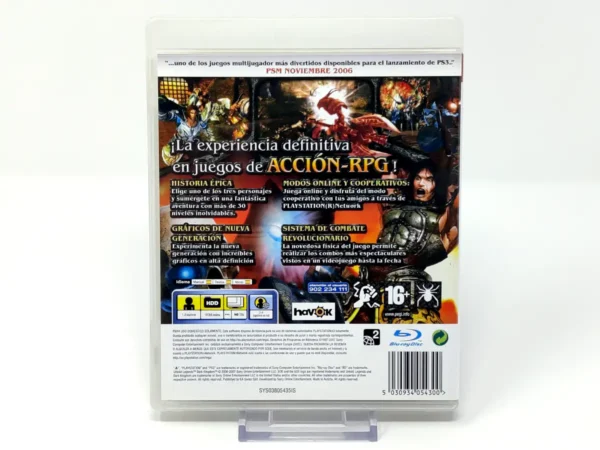 Parte trasera de Untold Legends: Dark Kingdom (ESP) para PlayStation 3, edición PAL España