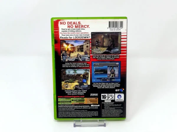 Parte trasera de Tom Clancy's Rainbow Six: Lockdown (UK) para XBOX, edición PAL UK