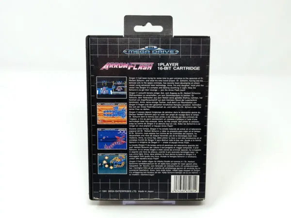 Parte trasera de Arrow Flash (ESP) para Sega Mega Drive, edición PAL España