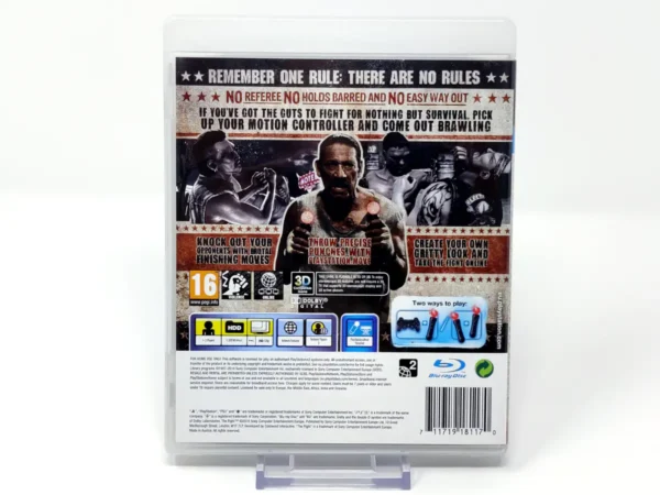 Parte trasera de The Fight (UK) para PlayStation 3, edición PAL UK