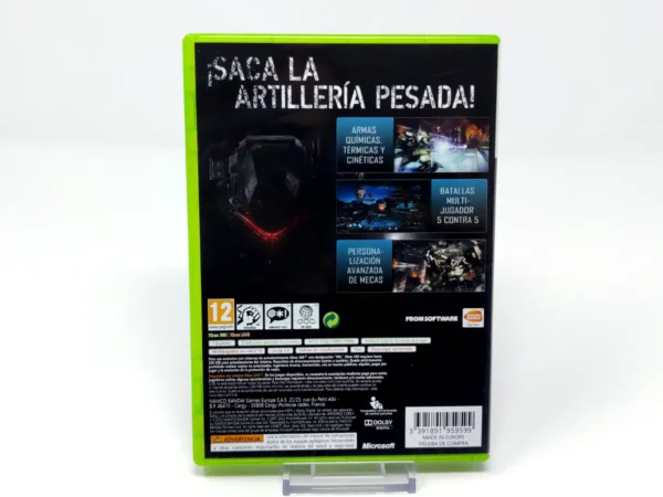 Parte trasera de Armored Core V (ESP) para XBOX 360, edición PAL España