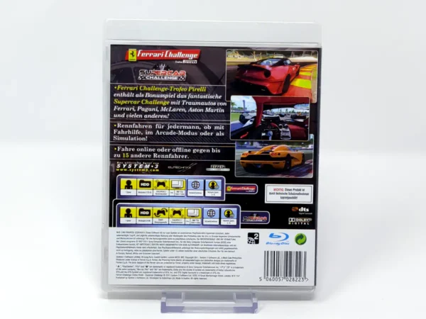 Parte trasera de Ferrari Challenge: Trofeo Pirelli with Supercar Challenge (ALE) para PlayStation 3, edición PAL Alemania