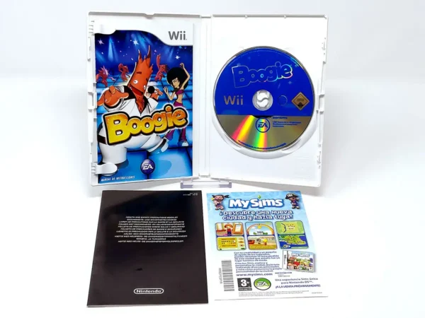 Interior del juego Boogie (ESP) para Nintendo Wii con disco y manual