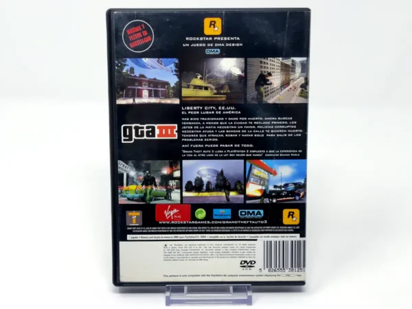 Parte trasera de Grand Theft Auto III (ESP) (v3) (Rebajado) para PlayStation 2, edición PAL España