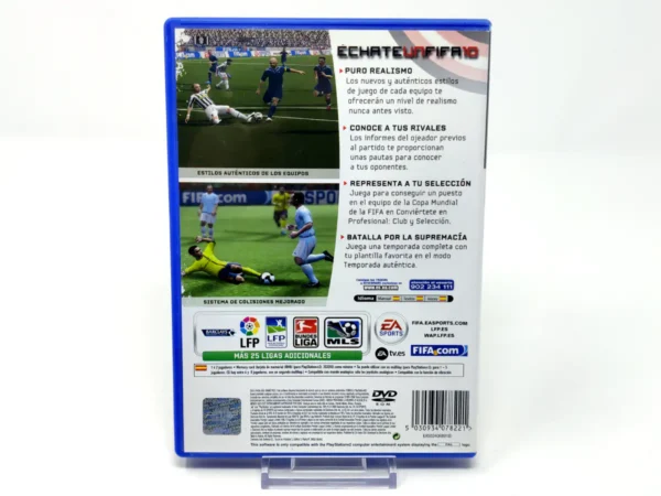 Parte trasera de FIFA 10 (ESP) para PlayStation 2, edición PAL España
