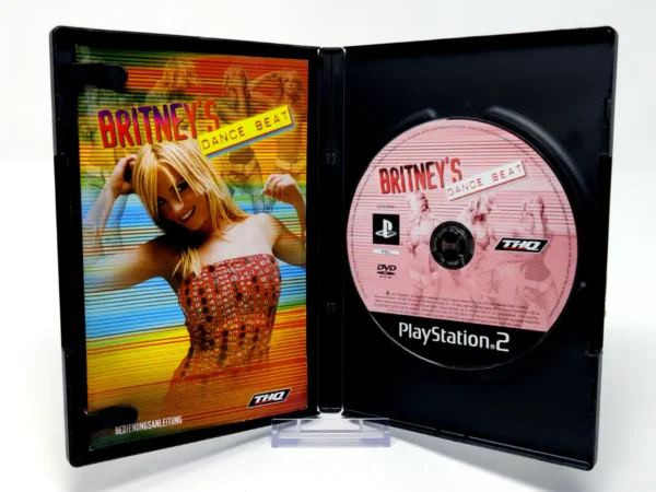Interior del juego Britney's Dance Beat (ALE) para PlayStation 2 con disco y manual